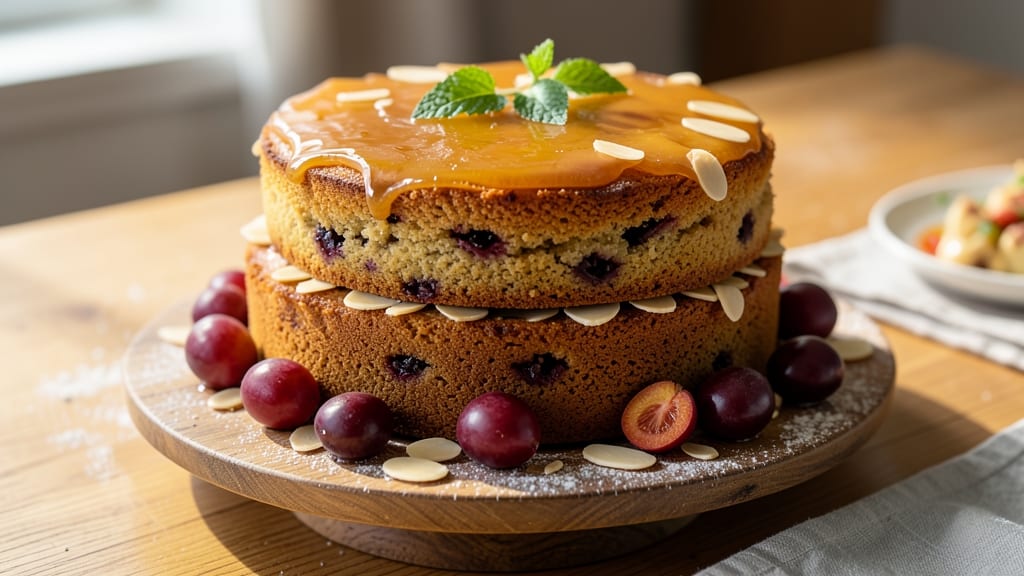 Austrian Plum Cake Recipe: Raisin-Studded Richness with Almond Whip Top