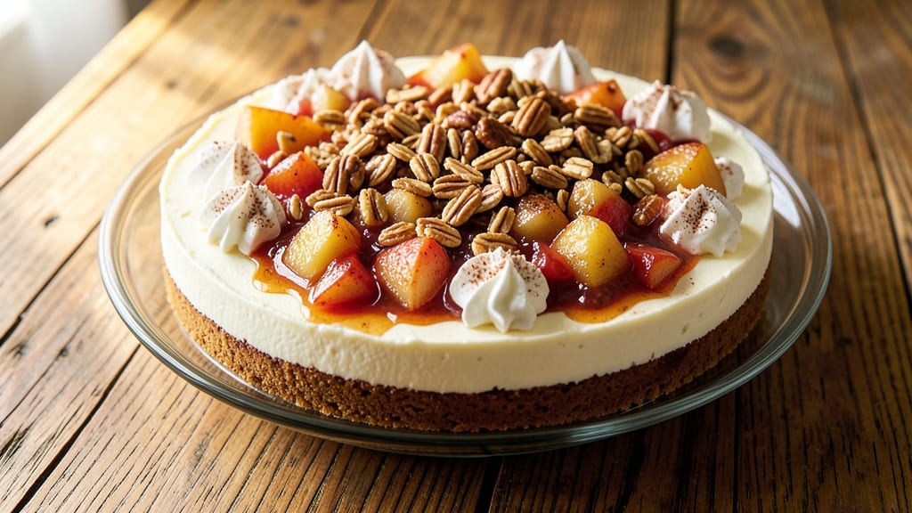 Apple Crunch Cheesecake Recipe: Buttery Oat Topping Meets Creamy Vanilla Bliss