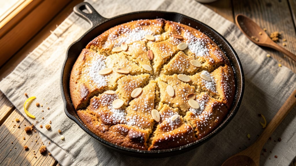 Almond Skillet Cake Recipe: Nutty Vanilla Layers With Toasted Top