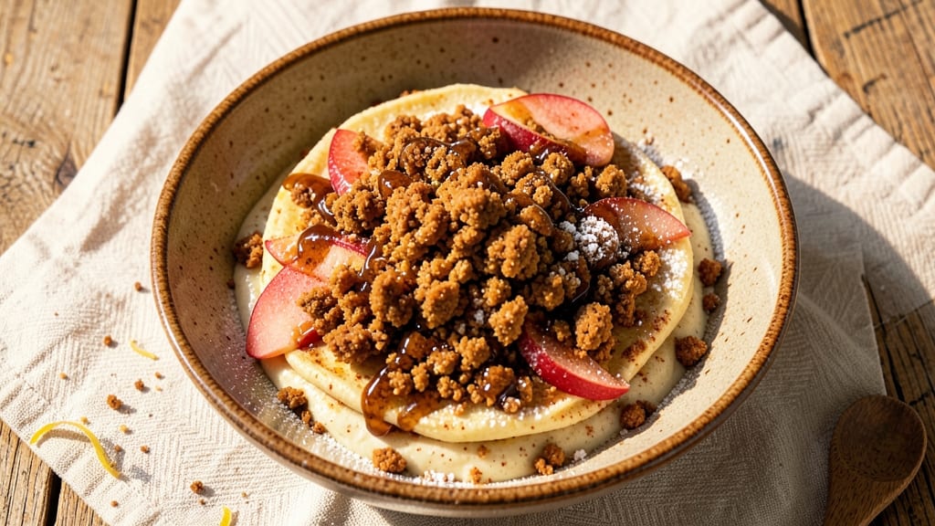 Apple Streusel Pancake Recipe: Warm Spiced Crunch Over Moist Fruit Layers