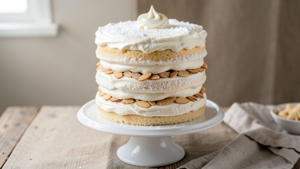 Angel Layer Cake Recipe: Vanilla Buttercream Rivers Between Fluffy Layers