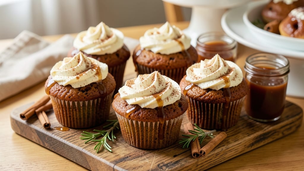 Apple Cider Donut Cupcake Recipe: Spiced Caramel Frosting With Crunchy Toppings