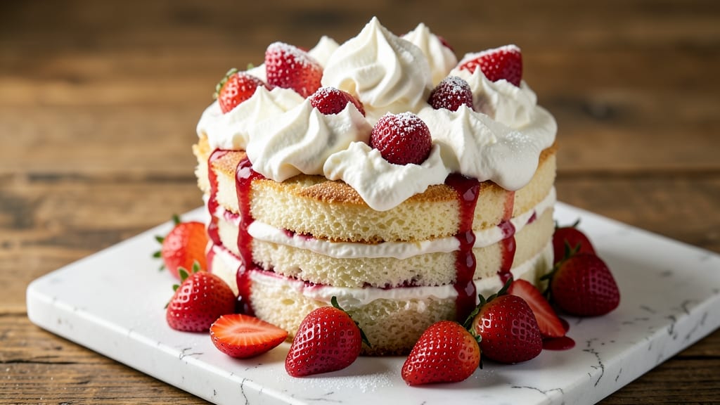 Angel Food Cake Recipe with Strawberries and Whip Cream: Light-as-Air Layers Topped With Fresh Berries