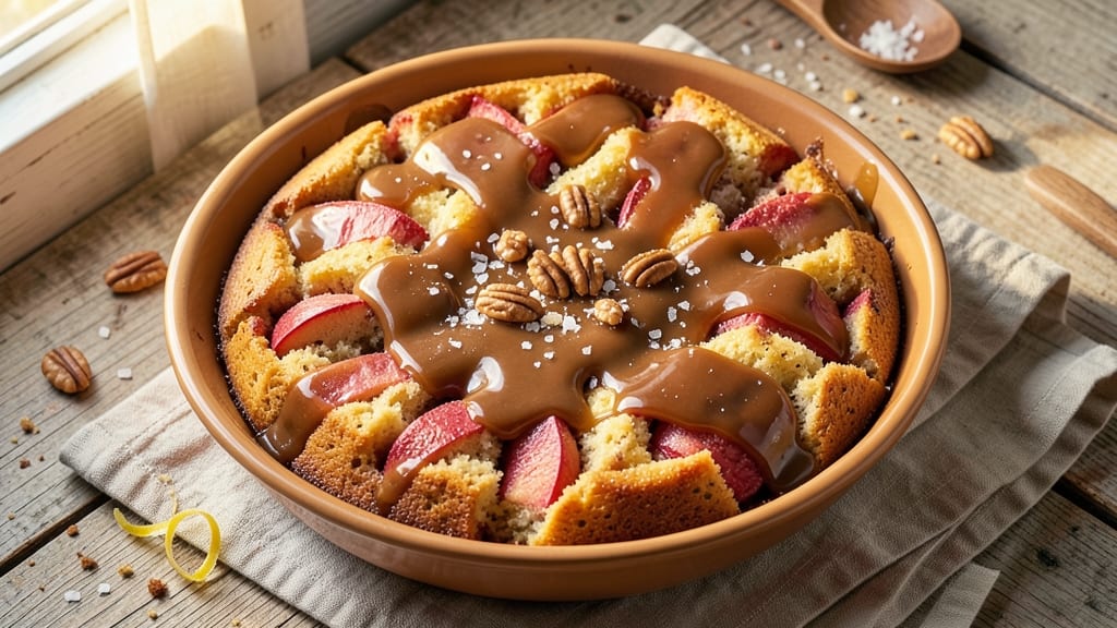 Apple Sticky Pudding Cake Recipe: Warm Spiced Apple Filling With Buttery Streusel Crown