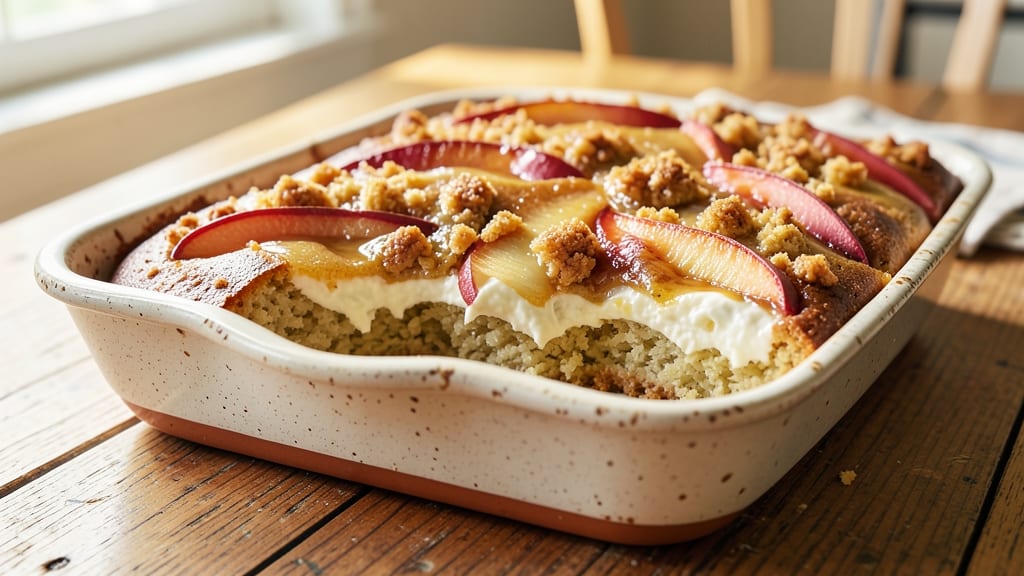 Apple Cream Cheese Coffee Cake Recipe: Buttery Streusel Crown Over Vanilla Swirl Layers