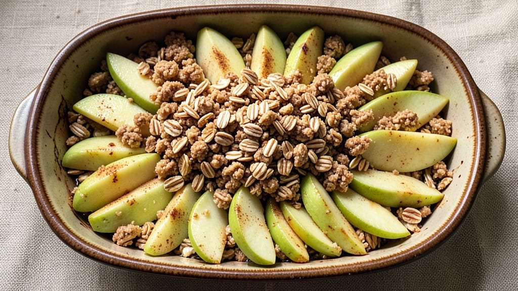 Apple Crisp Recipe With Cake Mix and Oatmeal: Warm Spiced Top Over Melty Vanilla Base